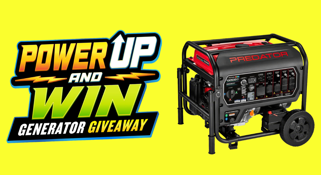 Black and red Generator in front of yellow background